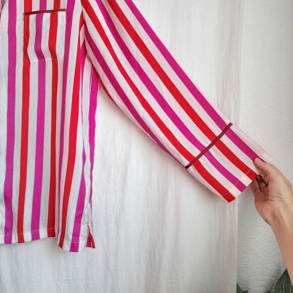 Summersalt The Cloud Nine Striped Long Sleeve Button Up Sleep Shirt Size Small - Picture 4 of 6